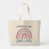 Het is een mooie dag om levens te redden Rainbow N Grote Tote Bag (Achterkant)