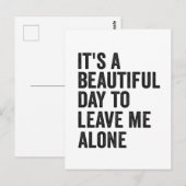 Het is een mooie dag om me alleen te laten, grappi briefkaart (Voorkant / Achterkant)