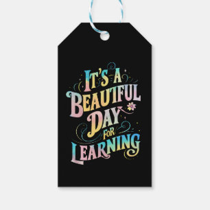 Het is een mooie dag om terug naar school te leren cadeaulabel