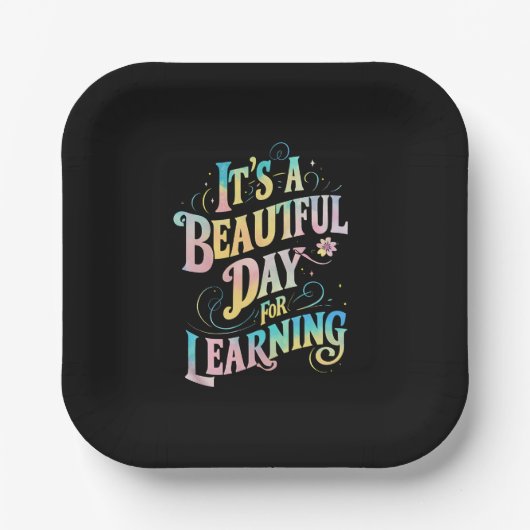 Het is een mooie dag om terug naar school te leren papieren bordje (Voorkant)