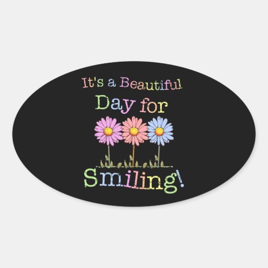 Het is een mooie dag voor Lachende Graphic - Oval Ovale Sticker (Voorkant)