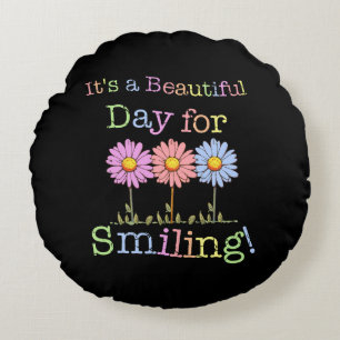 Het is een mooie dag voor Smiling Graphic - Round Rond Kussen