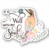 Het is een mooie roze vogel sticker (Voorkant)