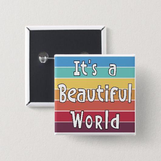 Het is een mooie wereld vierkante button 5,1 cm (Voorkant /achterkant)