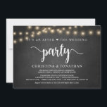 Het is een na de bruiloft, Elopement Invitat Kaart<br><div class="desc">Het is een na het huwelijksdiner en feest,  Wedding Elopement Announcement / Uitnodigingskaart,  in Rustic boerderij chalkboard,  String Lights design. Dit is perfect voor je trouwreceptie en feest na de bruiloft. Voeg je gegevens toe in het overeenkomende lettertype/lettertype. #TeeshaDerrick</div>