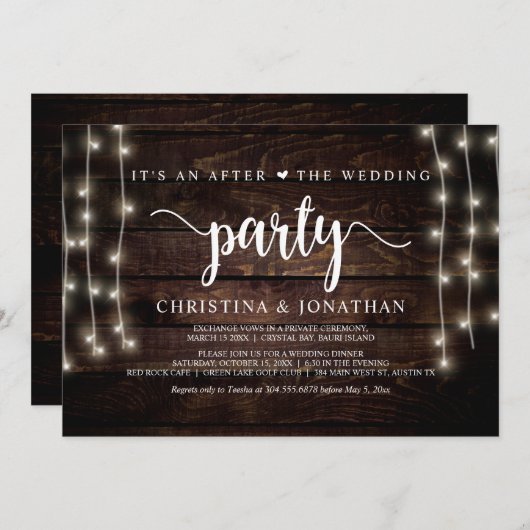 Het is een na de bruiloft-partij, Rustic Elopement Kaart (Voorkant / Achterkant)