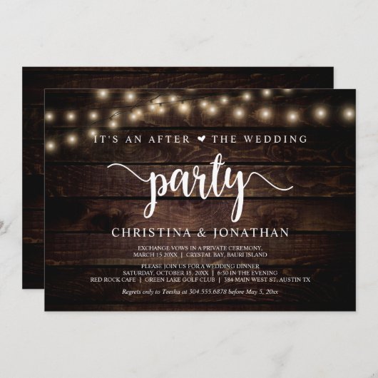 Het is een na het bruiloftsfeest, Elopement Kaart (Voorkant / Achterkant)