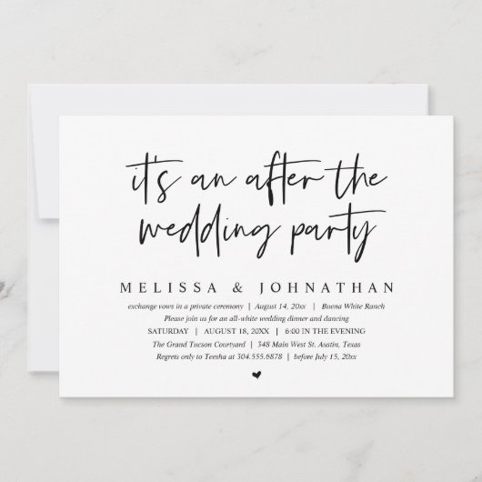 Het is een na het huwelijksfeest, romantisch diner kaart (Voorkant)