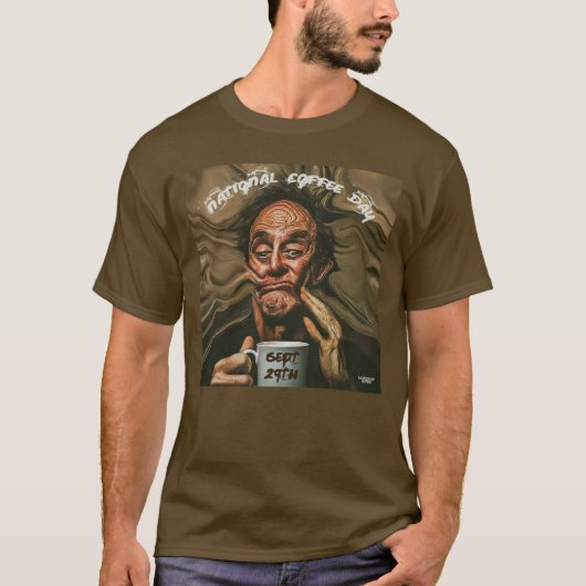 Het is een National Coffee Day T-shirt (Voorkant)
