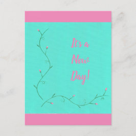 Het is een New Day Pink Flower Buds Vine op Green Briefkaart