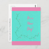 Het is een New Day Pink Flower Buds Vine op Green Briefkaart (Voorkant / Achterkant)