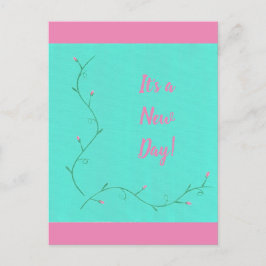 Het is een New Day Pink Flower Buds Vine op Green Briefkaart