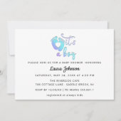 Het is een nieuwe babyschoenenblauw, wit hartstift kaart (Voorkant)