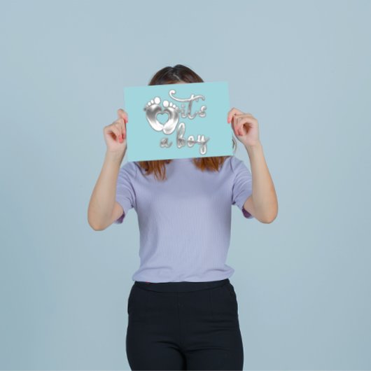 Het is een nieuwe babyschoentjes blauw, zilver kaart