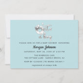 Het is een nieuwe babyschoentjes blauw, zilver kaart (Voorkant)