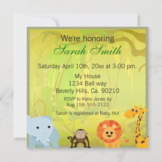 Het is een Oerwoud Baby shower Kaart (Achterkant)