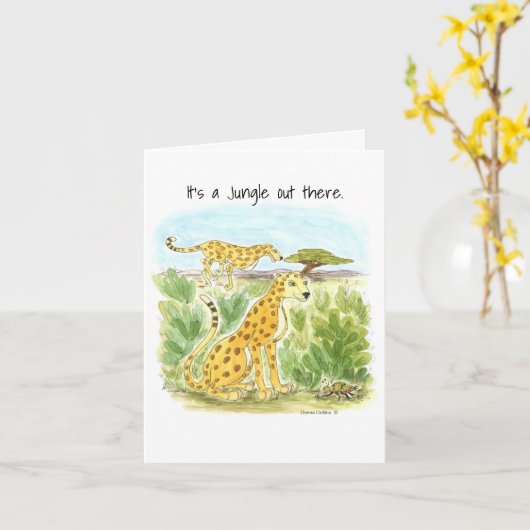 Het is een Oerwoud Cheetah Note Kaart (Gele Bloem)
