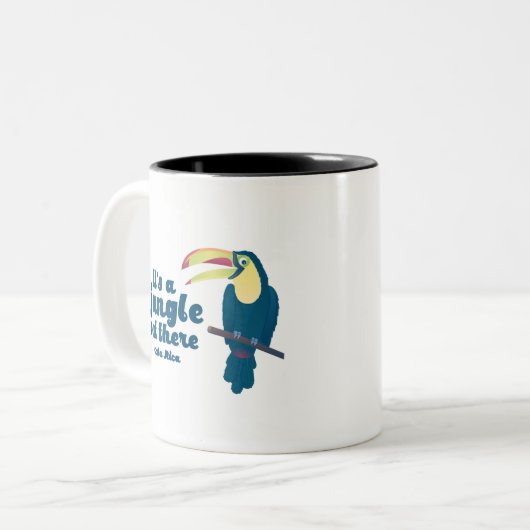 Het is een Oerwoud daar in Toucan Costa Rica Coffe Tweekleurige Koffiemok (Voorkant links)