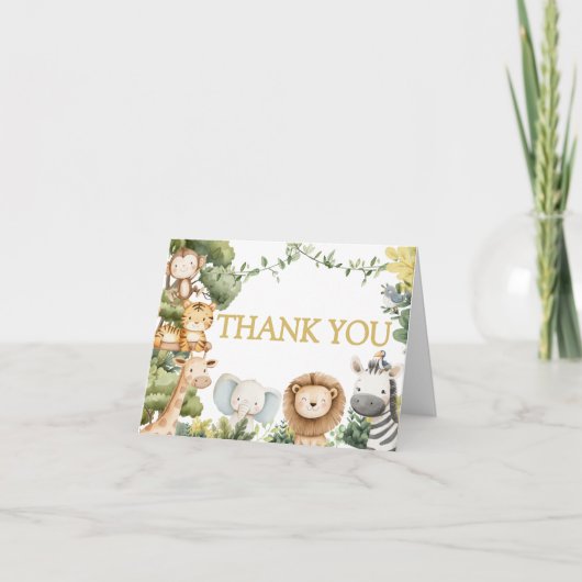 Het is een Oerwoud Safari Animal Baby shower Bedankkaart (Voorkant)