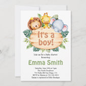 Het is een Oerwoud Safari Dieren Baby shower Uitno Kaart (Voorkant)