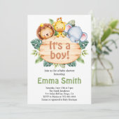 Het is een Oerwoud Safari Dieren Baby shower Uitno Kaart (Staand voorkant)