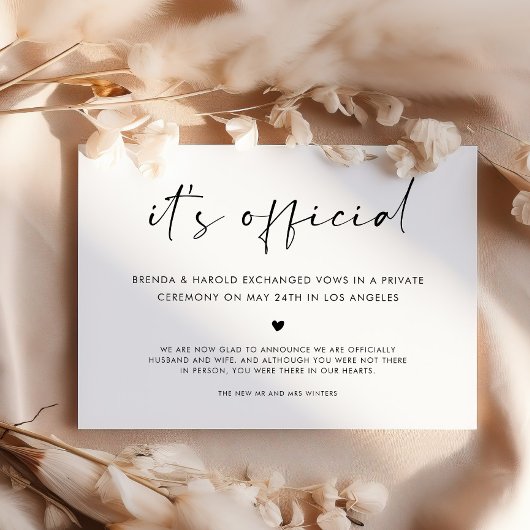 Het is een officiële eenvoudige bruiloft aankondiging
