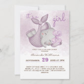 Het is een olifantenbaby meisje shower kaart (Voorkant)