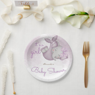 Het is een olifantenbaby meisje shower papieren bordje