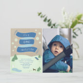 Het is een Onederful Life Winter Foto 1st Birthday Kaart (Staand voorkant)