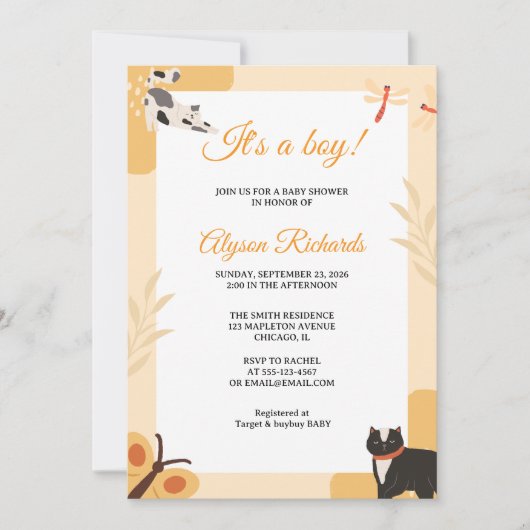 Het is een ontwerp voor een baby shower-uitnodigin kaart (Voorkant)