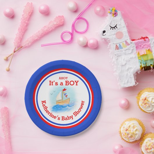 Het is een op maat gemaakt bord van een baby showe (Feest)