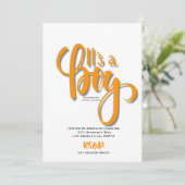 Het is een oranje bekendmakingskaart van een jonge aankondiging (Staand voorkant)