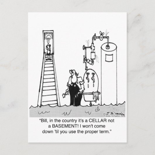 Het is een overstroomde kelder, geen kelder briefkaart (Voorkant)