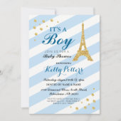 Het is een padblauw Baby shower Eiffeltoren Stripe Kaart (Voorkant)