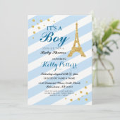 Het is een padblauw Baby shower Eiffeltoren Stripe Kaart (Staand voorkant)