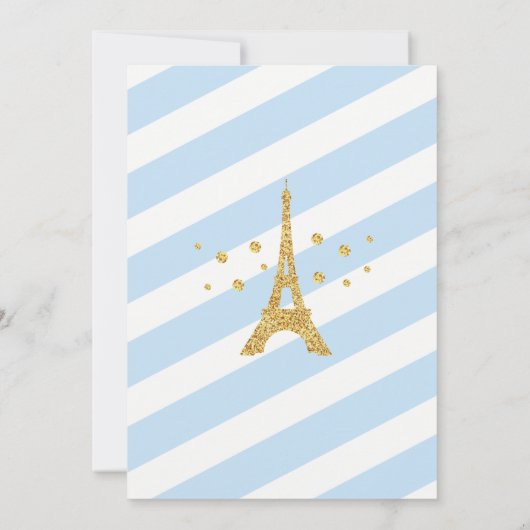 Het is een padblauw Baby shower Eiffeltoren Stripe Kaart (Achterkant)