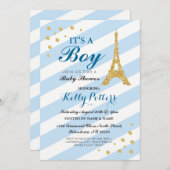 Het is een padblauw Baby shower Eiffeltoren Stripe Kaart (Voorkant / Achterkant)