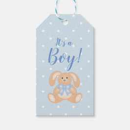 Het is een paddestoel blauw Baby shower van een jo Cadeaulabel