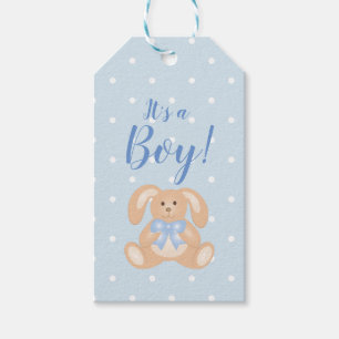 Het is een paddestoel blauw Baby shower van een jo Cadeaulabel