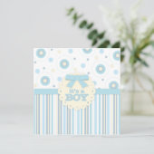 Het is een paddestoel in Blue Stitches Baby shower Kaart (Staand voorkant)