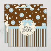 Het is een paddestoel in Blue Stitches Baby shower Kaart (Voorkant / Achterkant)