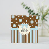 Het is een paddestoel in Blue Stitches Baby shower Kaart (Staand voorkant)