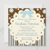 Het is een paddestoel in Blue Stitches Baby shower Kaart (Achterkant)