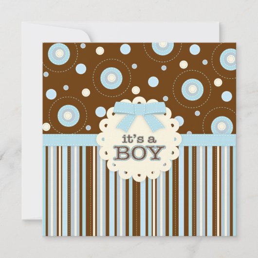 Het is een paddestoel in Blue Stitches Baby shower Kaart (Voorkant)