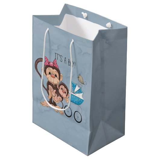 Het is een padvinder-aap Baby shower Medium Cadeauzakje (Voorkant Gekanteld)