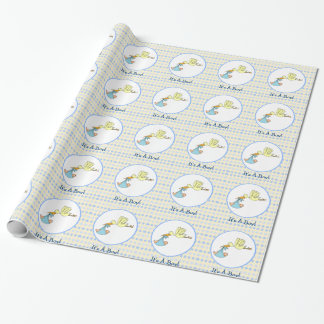 Het is een padvinder die Baby shower draagt. Cadeaupapier