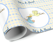 Het is een padvinder die Baby shower draagt. Cadeaupapier (Rol Hoek)