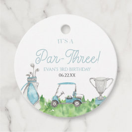 Het is een par-drie blauwe golf 3e verjaardagsfees bedankjes labels