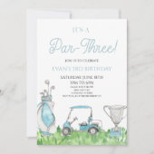 Het is een par-drie! Blue Golf 3e verjaardag Kaart (Voorkant)