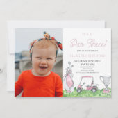 Het is een par-drie! Roze Golf 3e verjaardag Kaart (Voorkant)